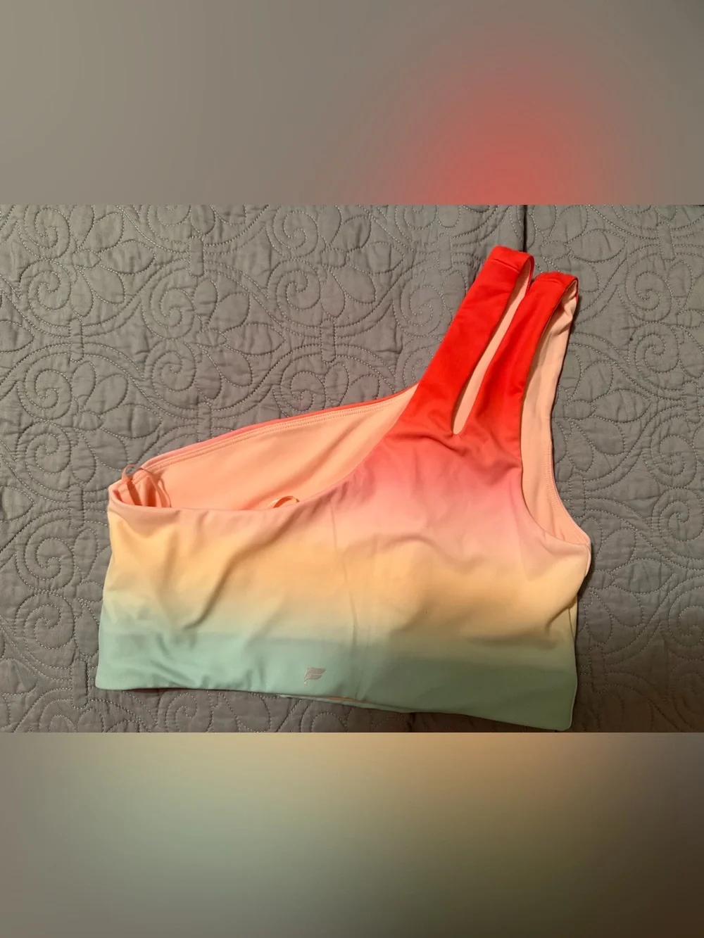 Fabletics Asymmetrical Double Strap Midi Bra Ombre All Day Size M NWT